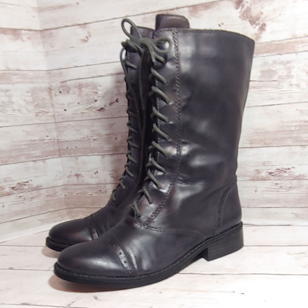 Vince Camuto cap toe mid calf lace up boots Vintage style